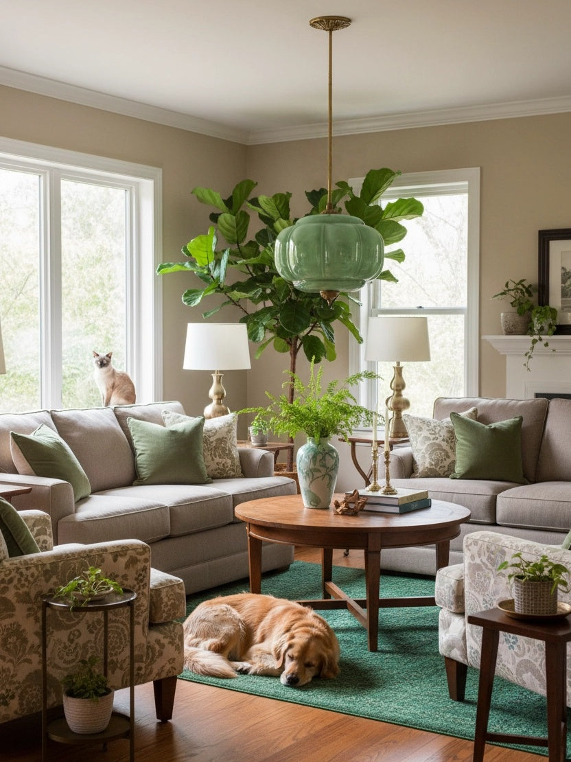 Klasyczna lampa wisząca w kształcie dyni szklana półpłaska