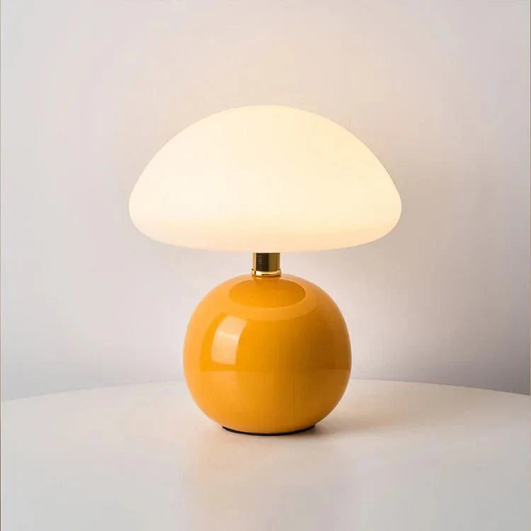 Okrągła ceramiczna lampa stołowa w kształcie grzyba