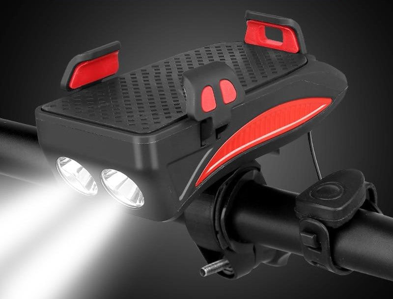 Fietshouder voor telefoon met lamp, claxon en powerbank