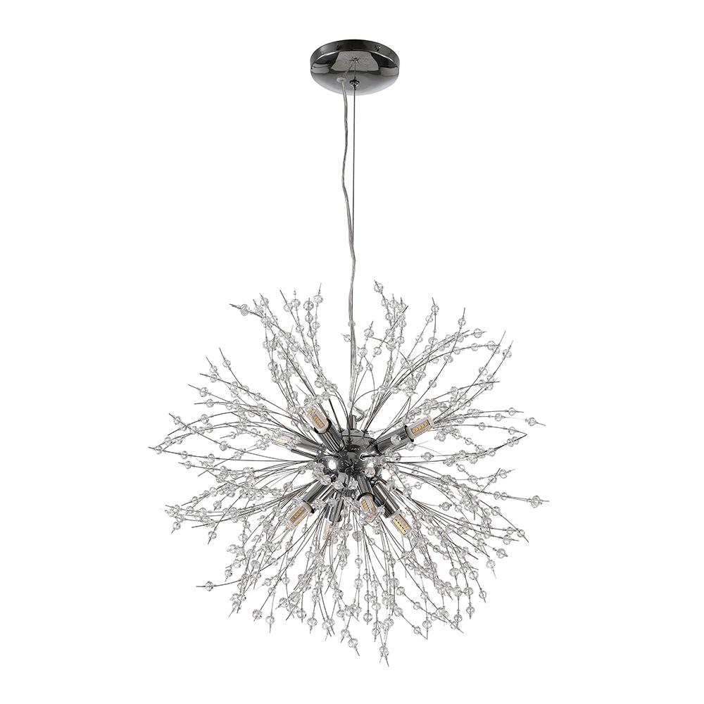 Eight-light gold ceiling lamp with a Sputnik crystal design