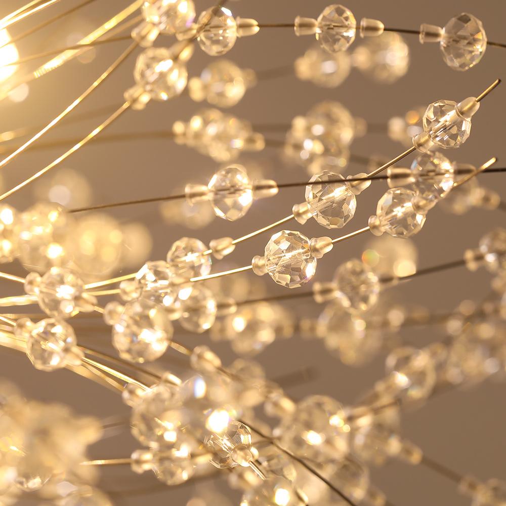 Eight-light gold ceiling lamp with a Sputnik crystal design