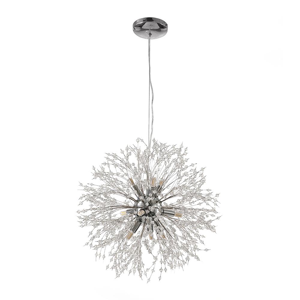 Nine-light Sputnik ceiling light for hallways with a crystal structure