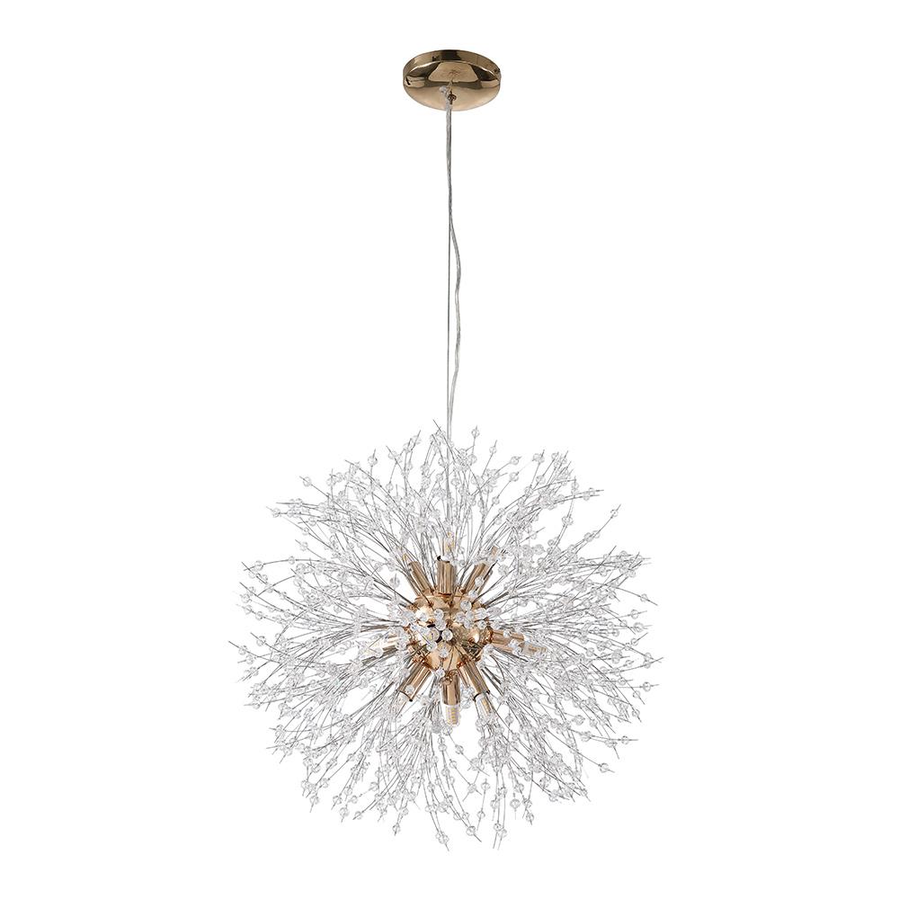 Nine-light Sputnik ceiling light for hallways with a crystal structure