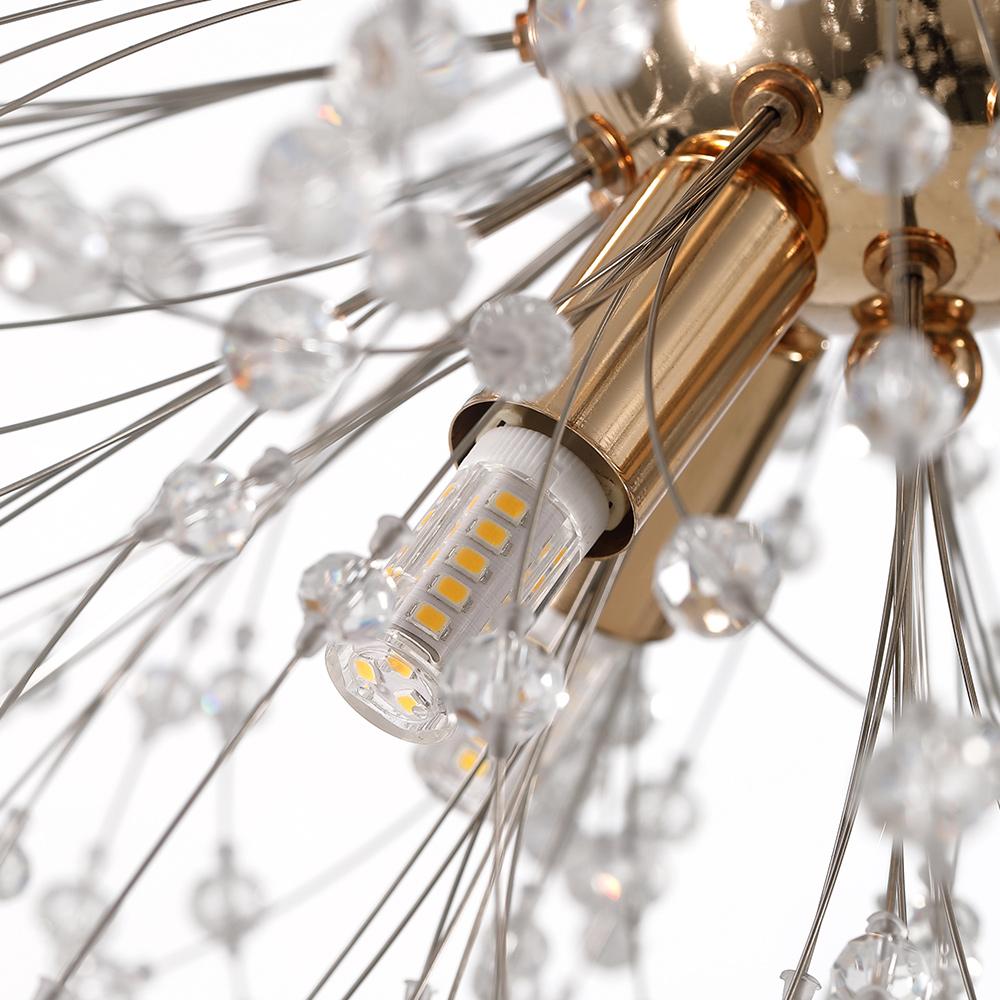 Nine-light Sputnik ceiling light for hallways with a crystal structure