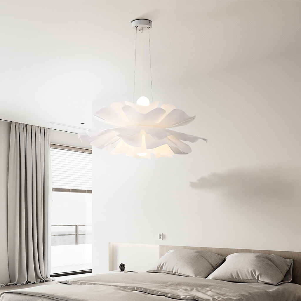 Japandi lotus flower pendant lamp with layered petals