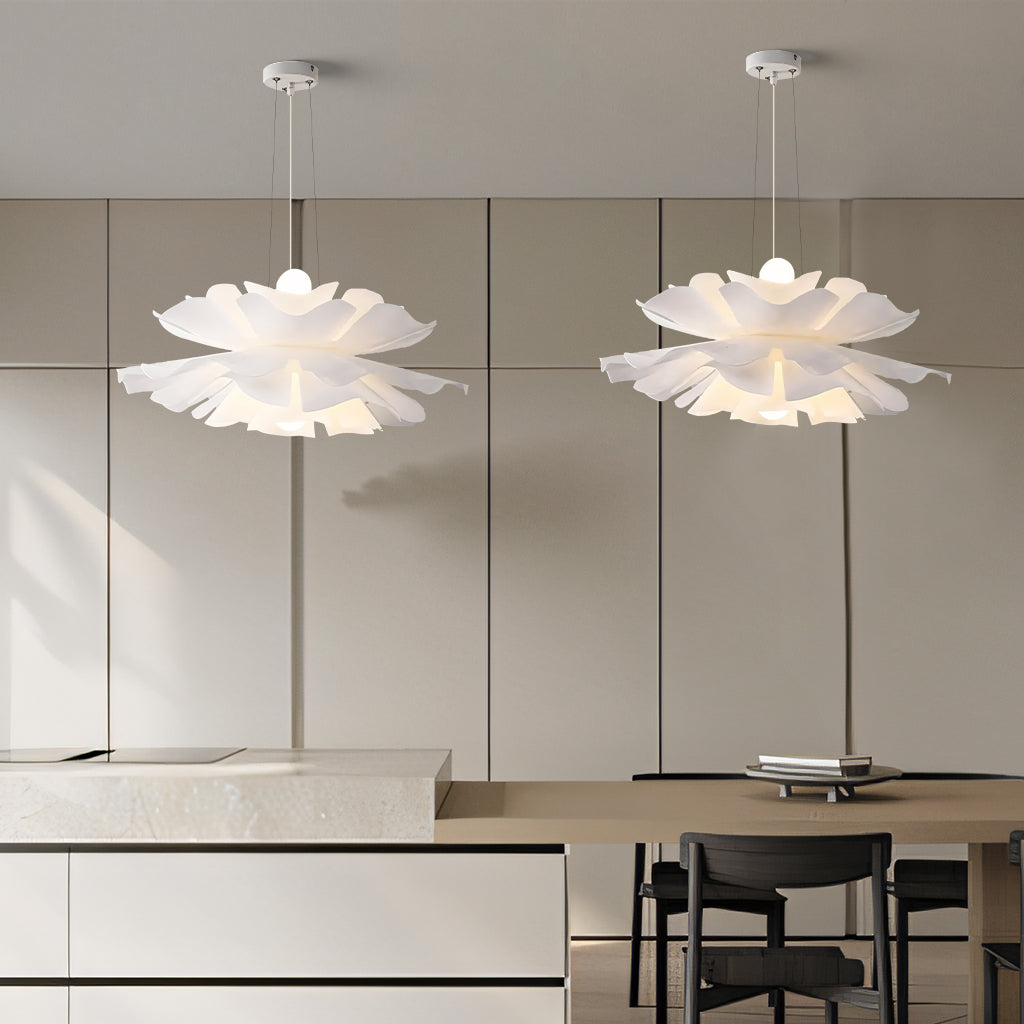 Japandi lotus flower pendant lamp with layered petals