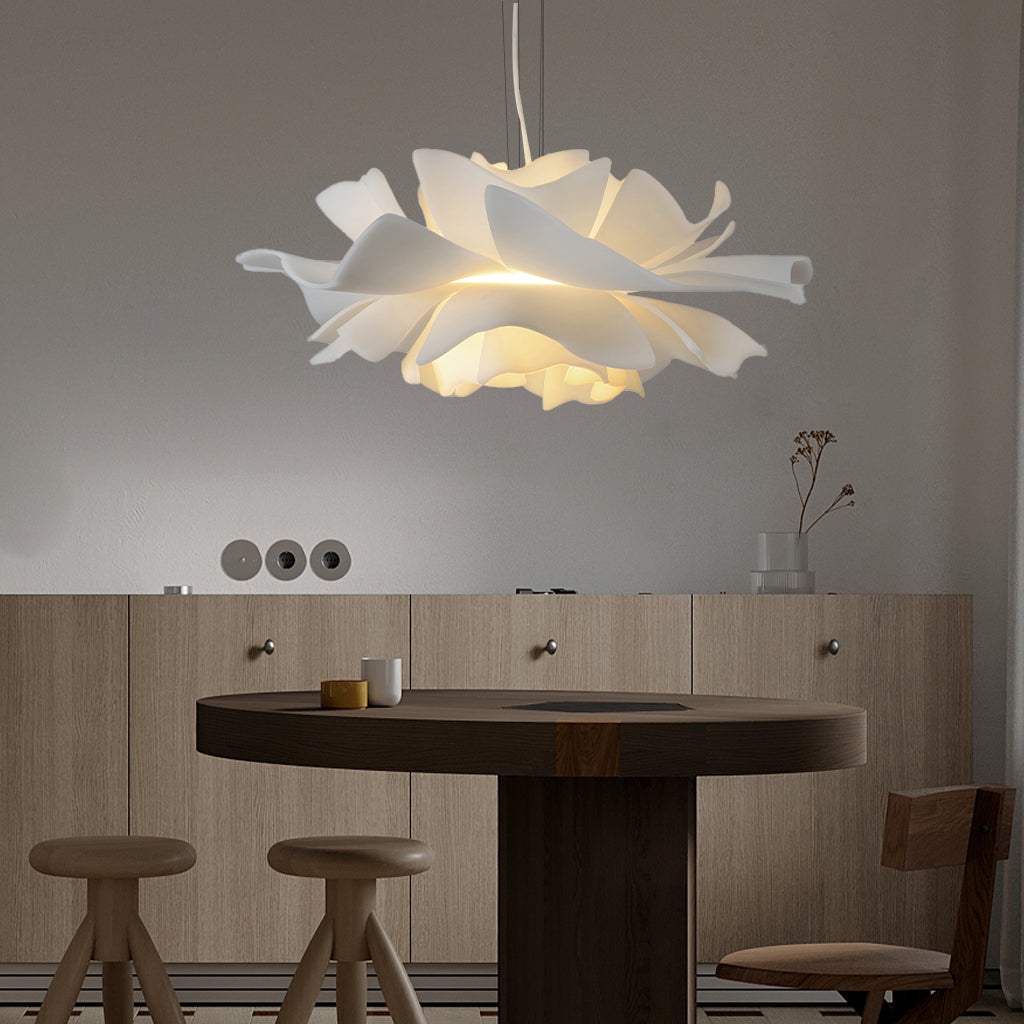 Japandi lotus flower pendant lamp with layered petals