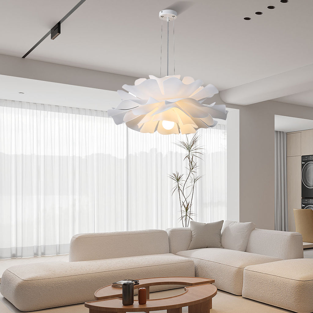 Japandi lotus flower pendant lamp with layered petals