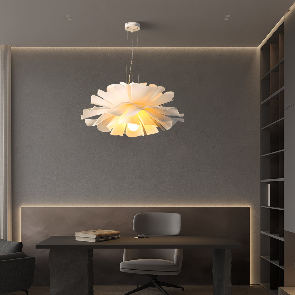 Japandi lotus flower pendant lamp with layered petals