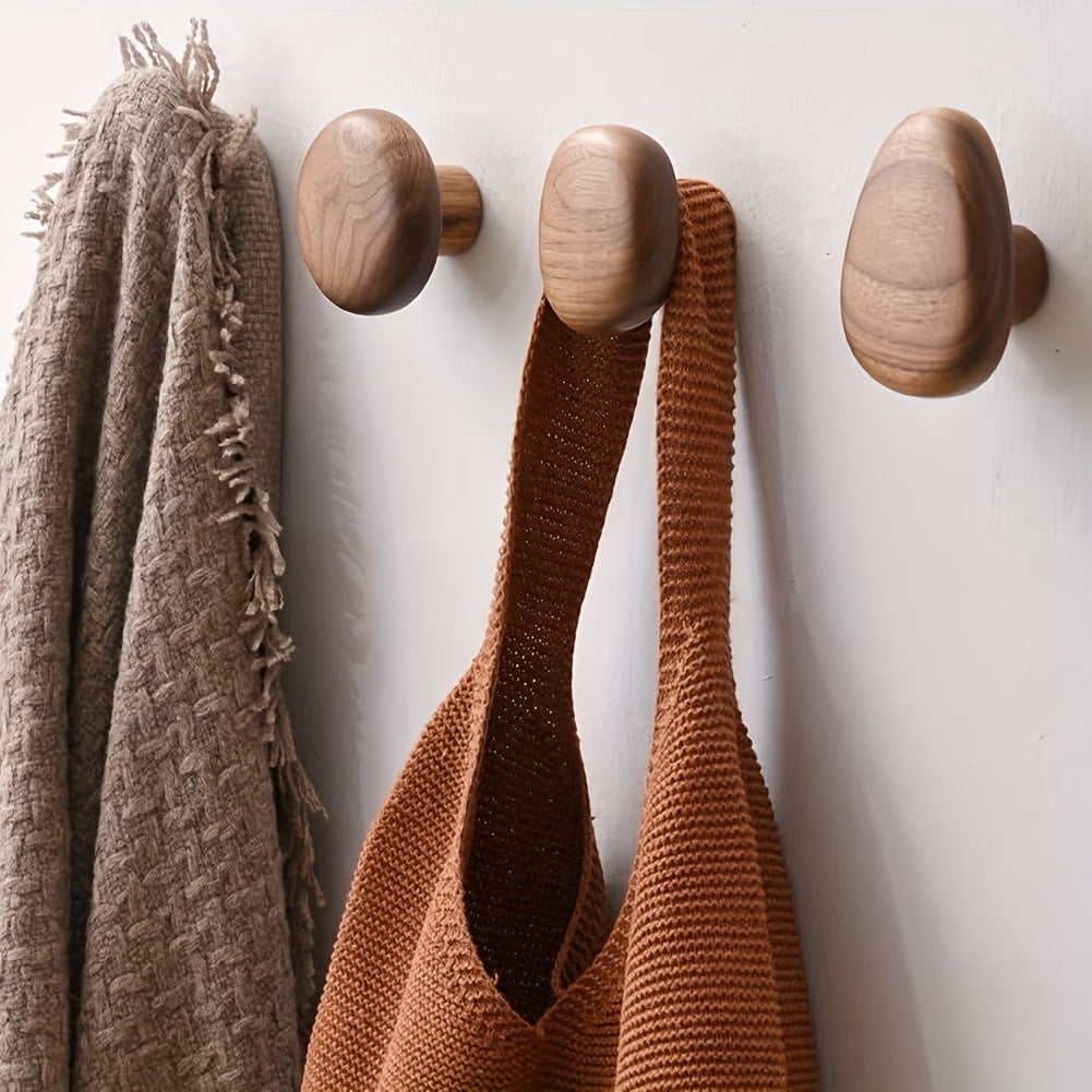 Houten wandhaken ronde kledinghaken set
