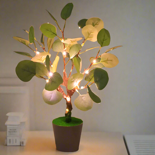 USB bedside lamp with illuminated branches and flowers