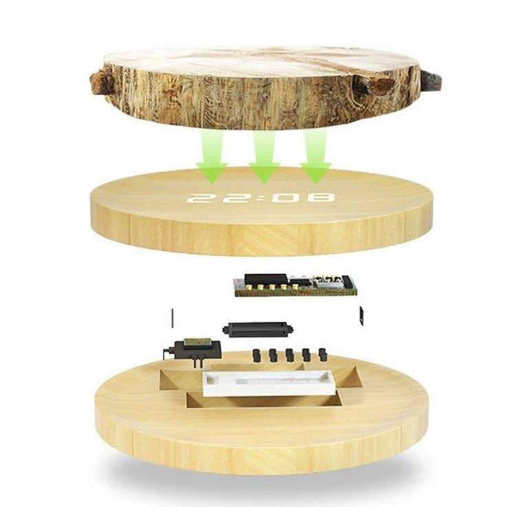 Round wall clock with digital time display