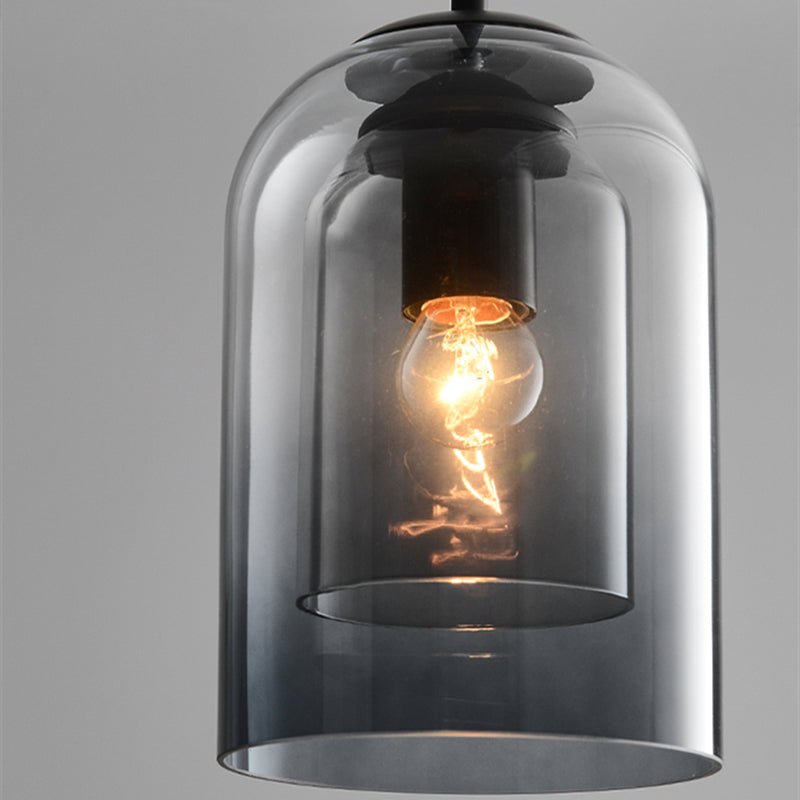 Szklana lampa wisząca Bauhaus z przydymionym kloszem