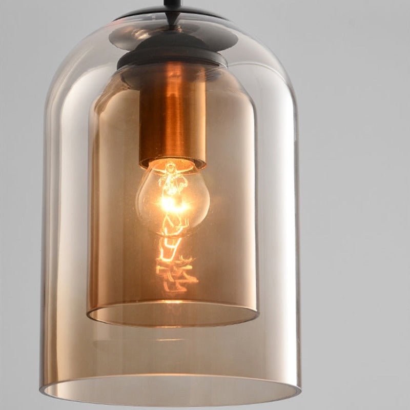 Szklana lampa wisząca Bauhaus z przydymionym kloszem