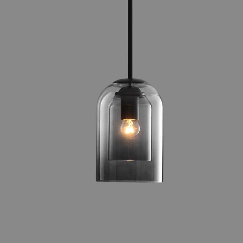 Szklana lampa wisząca Bauhaus z przydymionym kloszem