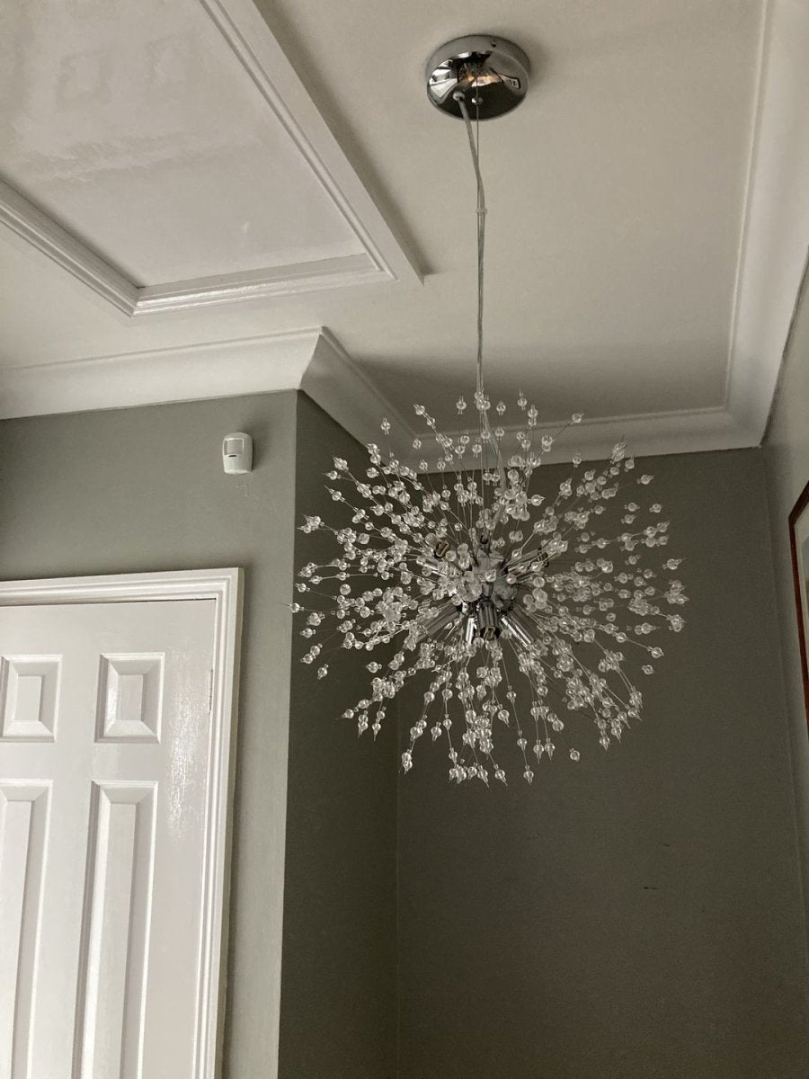 Eight-light gold ceiling lamp with a Sputnik crystal design