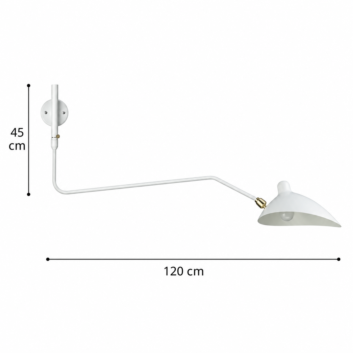 Wall lamp with adjustable double arm